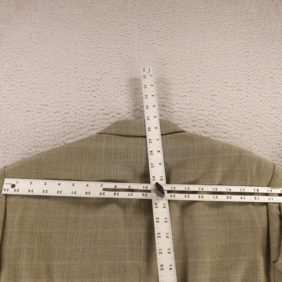VINTAGE Tweed Jacket M Green Brown‎ Houndstooth Over Check 100% Wool Blazer 42L - Picture 15 of 16